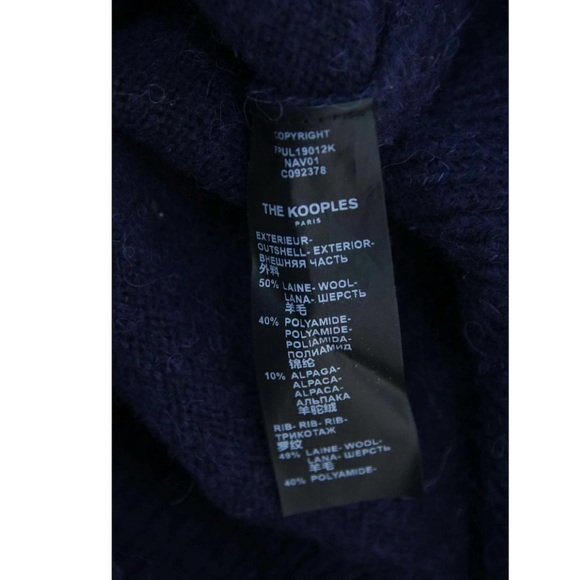 THE KOOPLES Navy Blue Knit Sweater Size XS Pullover Crewneck Wool Blend - Picture 9 of 10